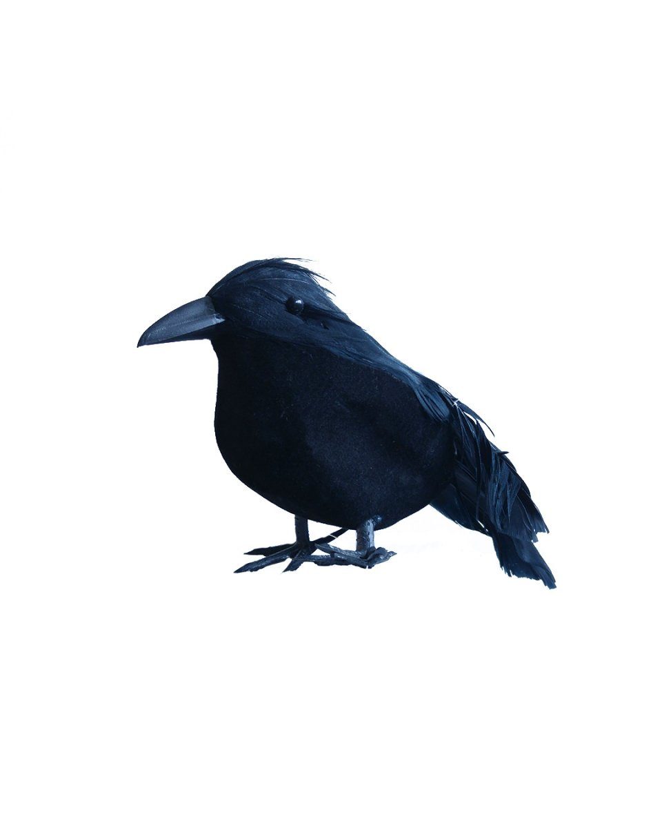 Dekoobjekt Kleiner schwarzer Rabe 9 cm für Halloween