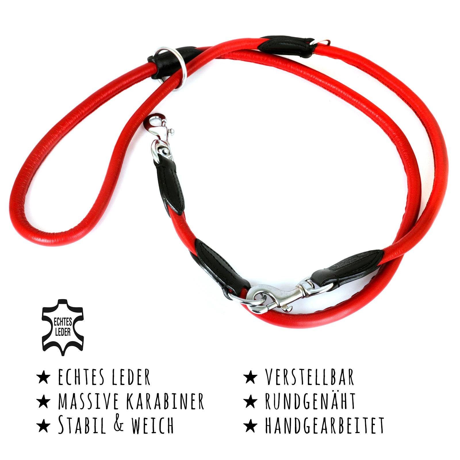 Monkimau Hundeleine Verstellbare Führleine aus echt Leder, Leder (Packung)