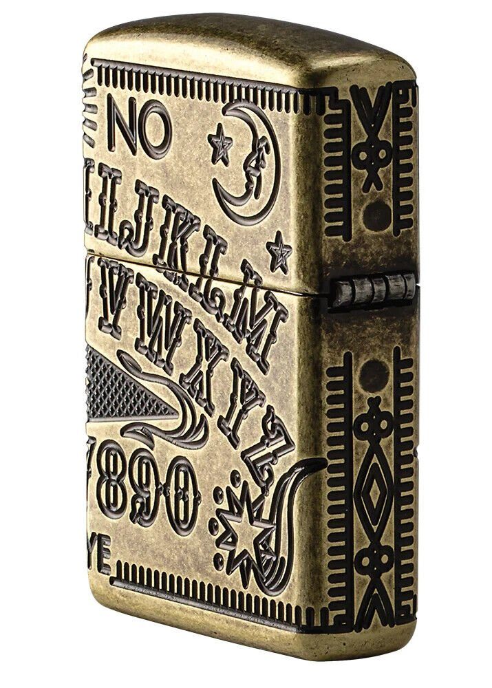 Zippo Feuerzeug Armor Case Ouija Board Hexenbrett Messing Antique Brass