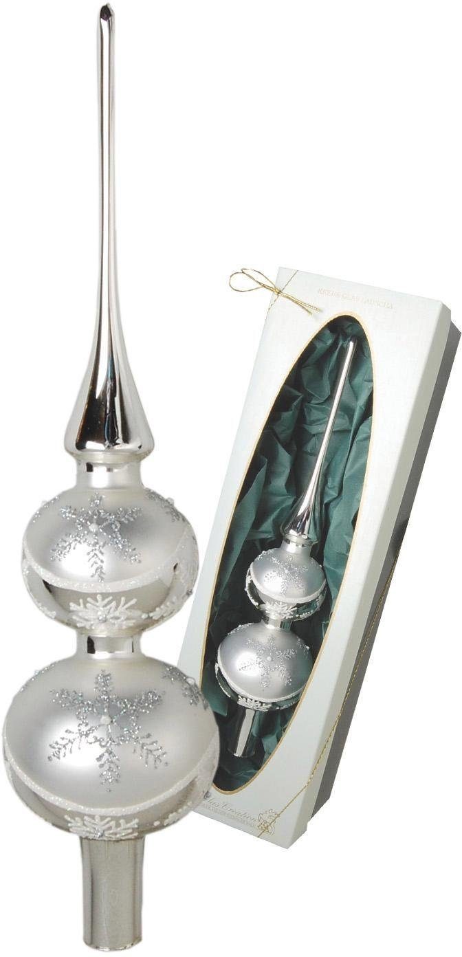 Krebs Glas Lauscha Christbaumspitze Doppelspitze Dekor, mundgeblasen