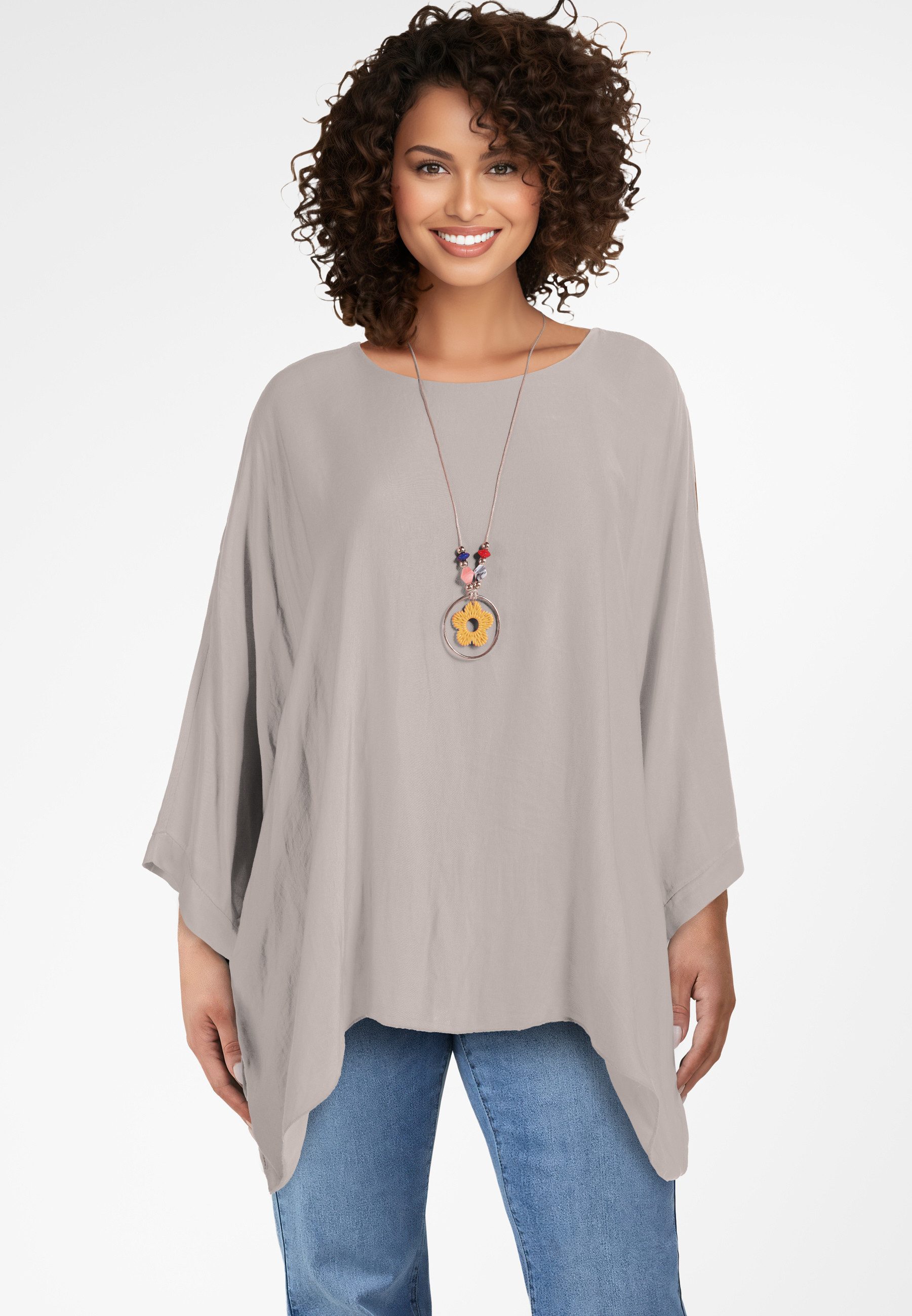 PEKIVESSA Tunika Blusentunika oversized mit Fledermausärmel günstig online kaufen