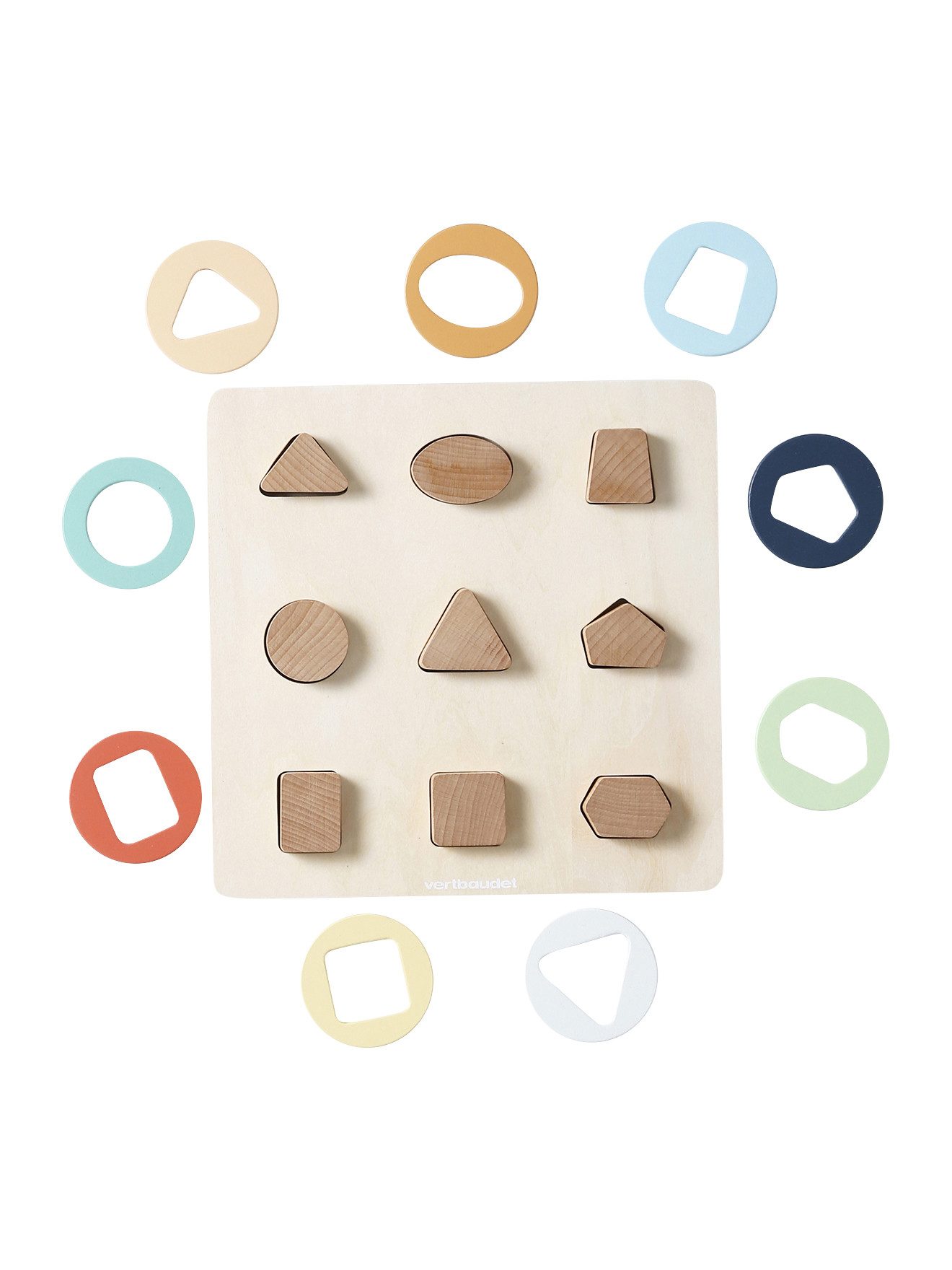 vertbaudet Puzzle Baby 2-in-1-Puzzle / Bauklötze aus Holz FSC®, Puzzleteile, 1er-Pack