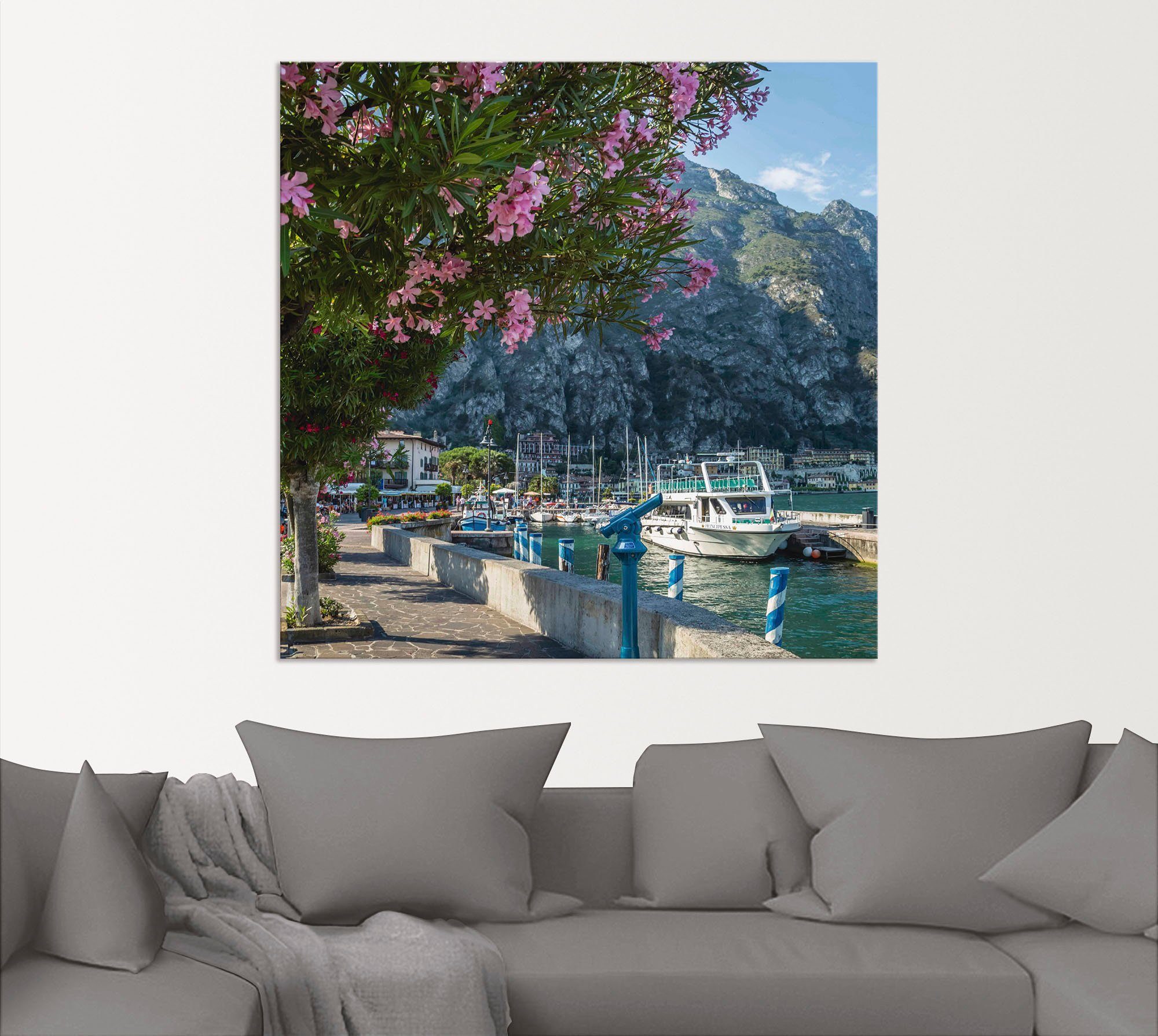 Leinwandbild, Poster versch. Gardasee in Europa (1 oder Artland Limone als Hafen Größen Wandbild bunt sul Wandaufkleber Alubild, St), Garda,
