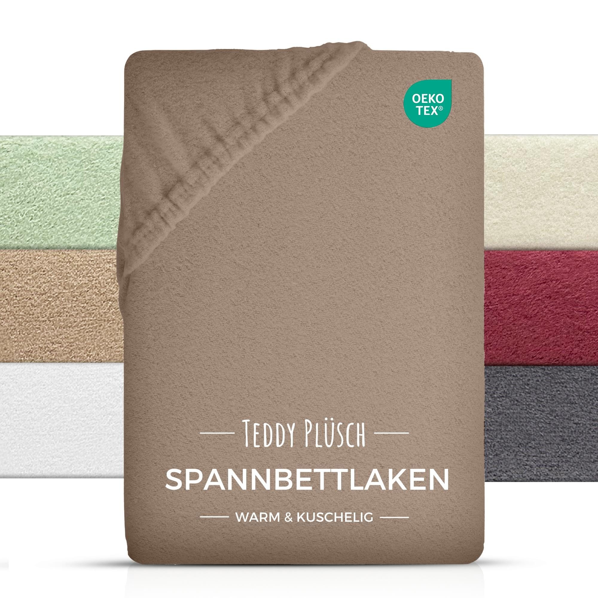 Carpe Sonno Spannbettlaken Teddy Plüsch Winter Bettlaken 90x200 100x200 140x200 180x200 200x200, Fleece, Gummizug: rundum, (1 Stück), Warmes Spannbettlaken 90x200 Kuscheliges Spannbetttuch Braun