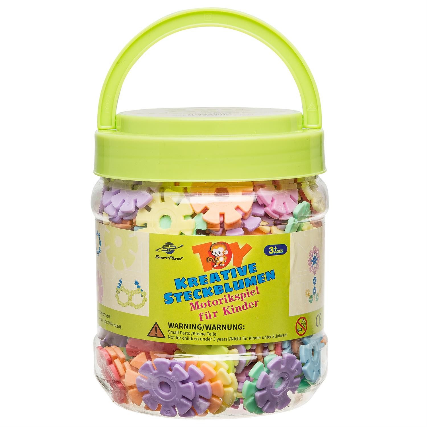 Smart-Planet Steckspielzeug 400 Steckblumen in Dose Schneeflocken 3,3 cm Pastell Kinder Spielzeug, (400-tlg), Kunststoff