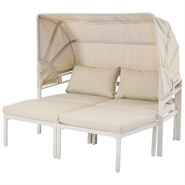 XDeer Loungeset Gartenmöbel-Set Viersitzer Markisen-Luftstangenstruktur, mit Markise abnehmbare und waschbare Sitzkissen Beige