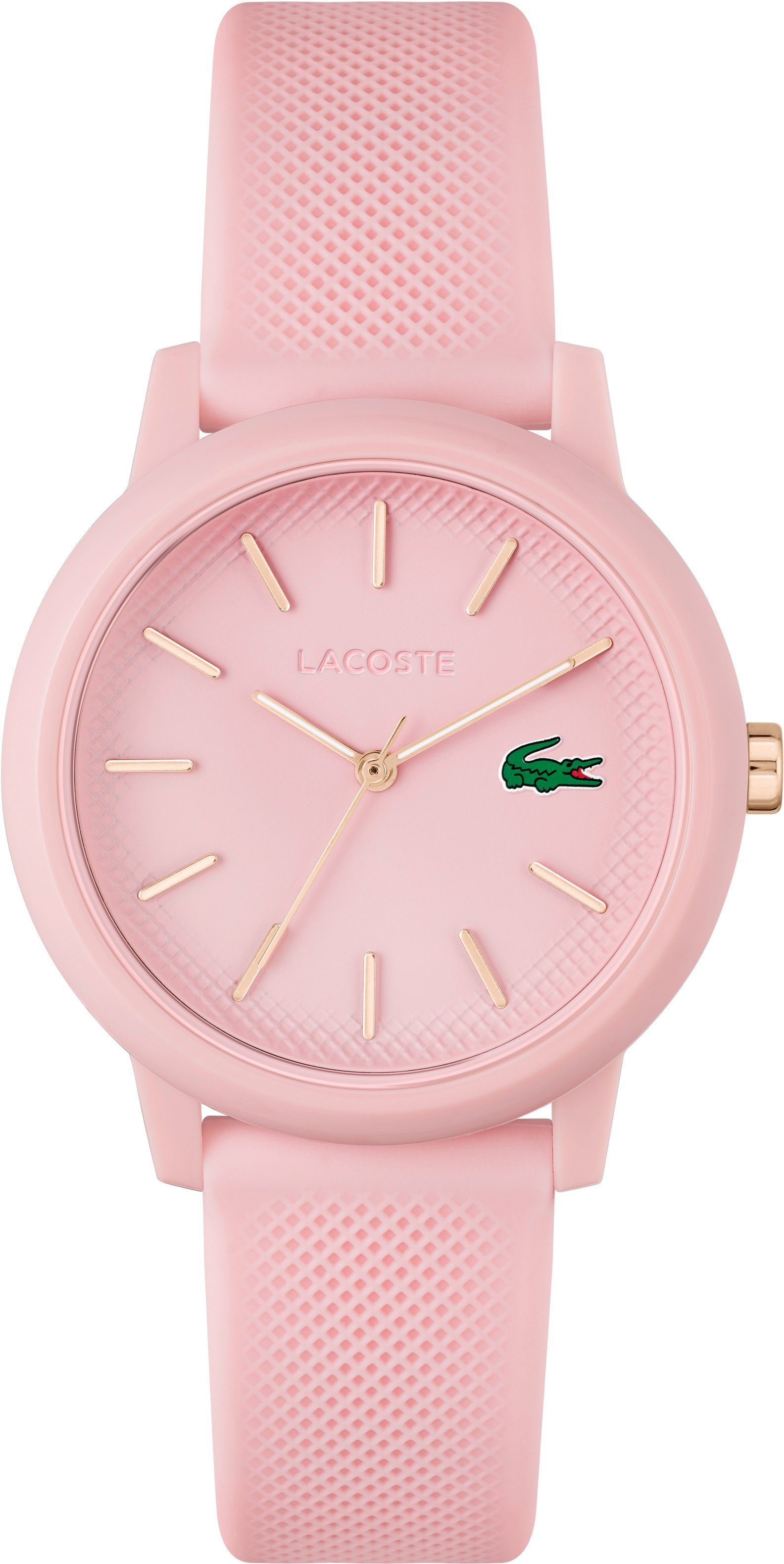 Lacoste Quarzuhr LACOSTE.12.12 2001213, Armbanduhr, Damenuhr, Mineralglas, analog, Silikonarmband