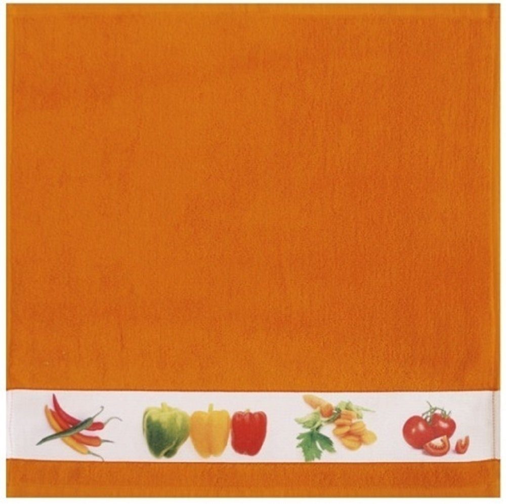 framsohn frottier Geschirrtuch framsohn Geschirrtuch Zwirn "Gemüse" 50 x 50 cm Orange