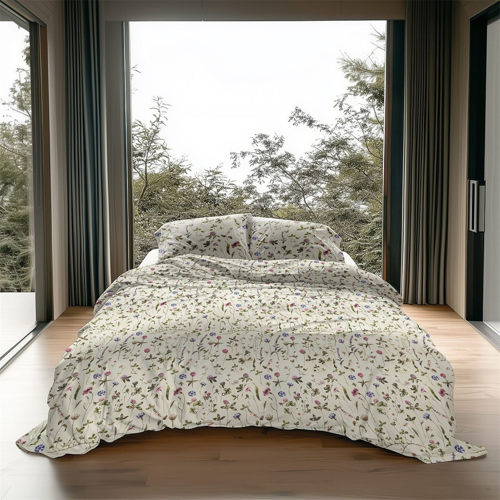 Heckett and Lane Bettwäsche Heckettlane Flanell Bettwäsche 155x220 Harper Pistachio Green Klee, Flanell, 2 teilig, mollig warm, für den Winter