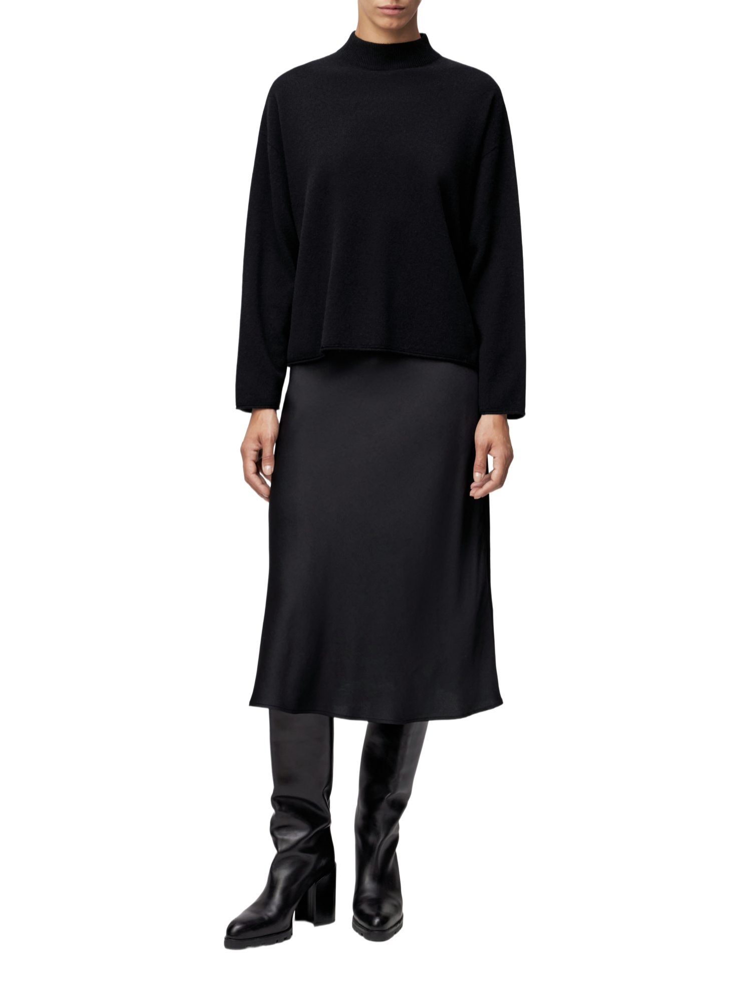 Drykorn Strickpullover schwarz,Casual,Wolle,Unifarben,Rollkragen,Lang,Gerade