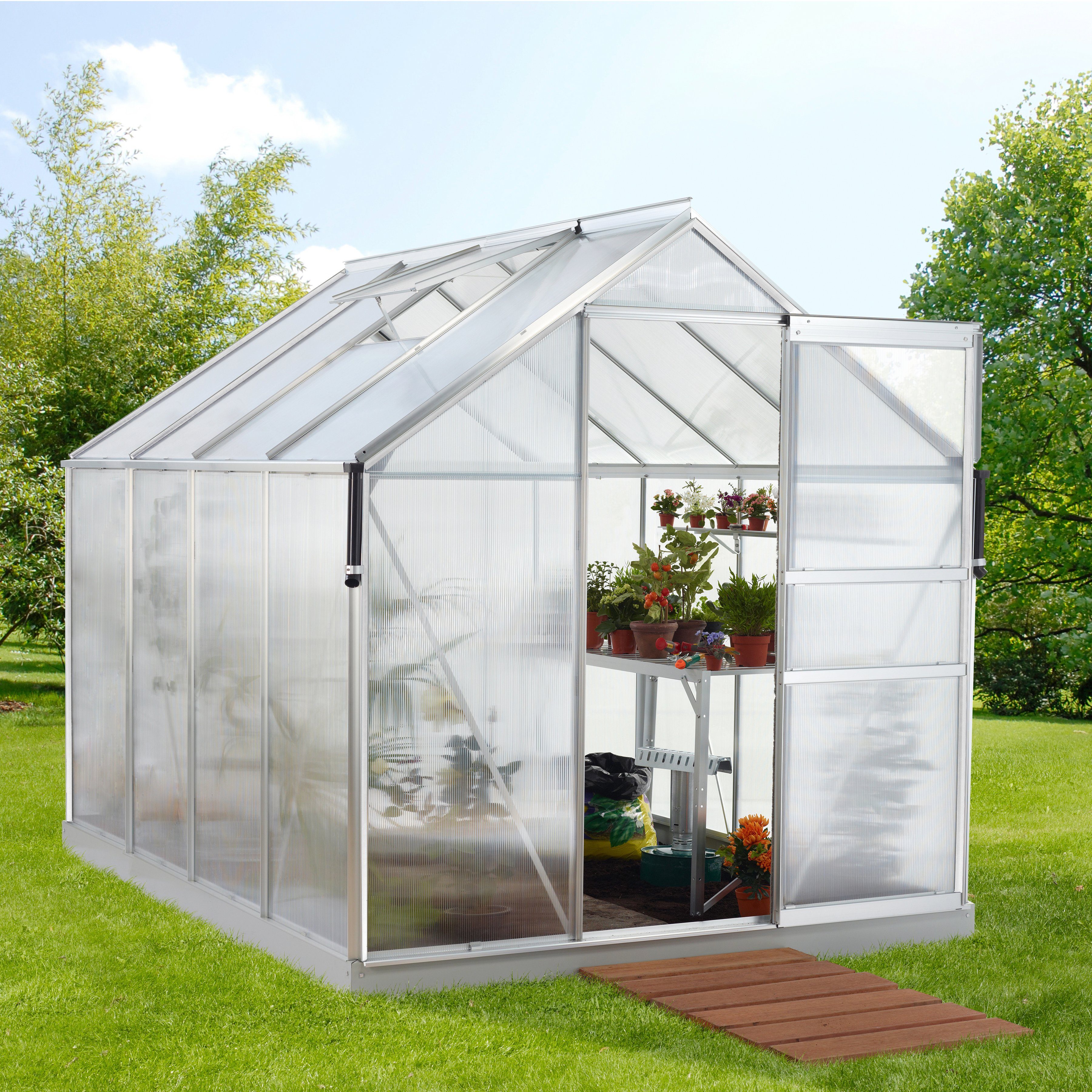 Vitavia Gewächshaus Luna 5000, BxTxH: 195 x 257 x 197 cm, 4 mm Wandstärke silberfarben