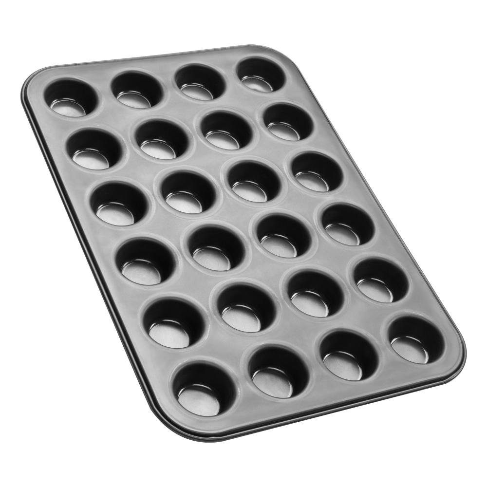 Zenker Muffinplatten Black Metallic 24er Mini-Muffin-Backblech, Edelstahl