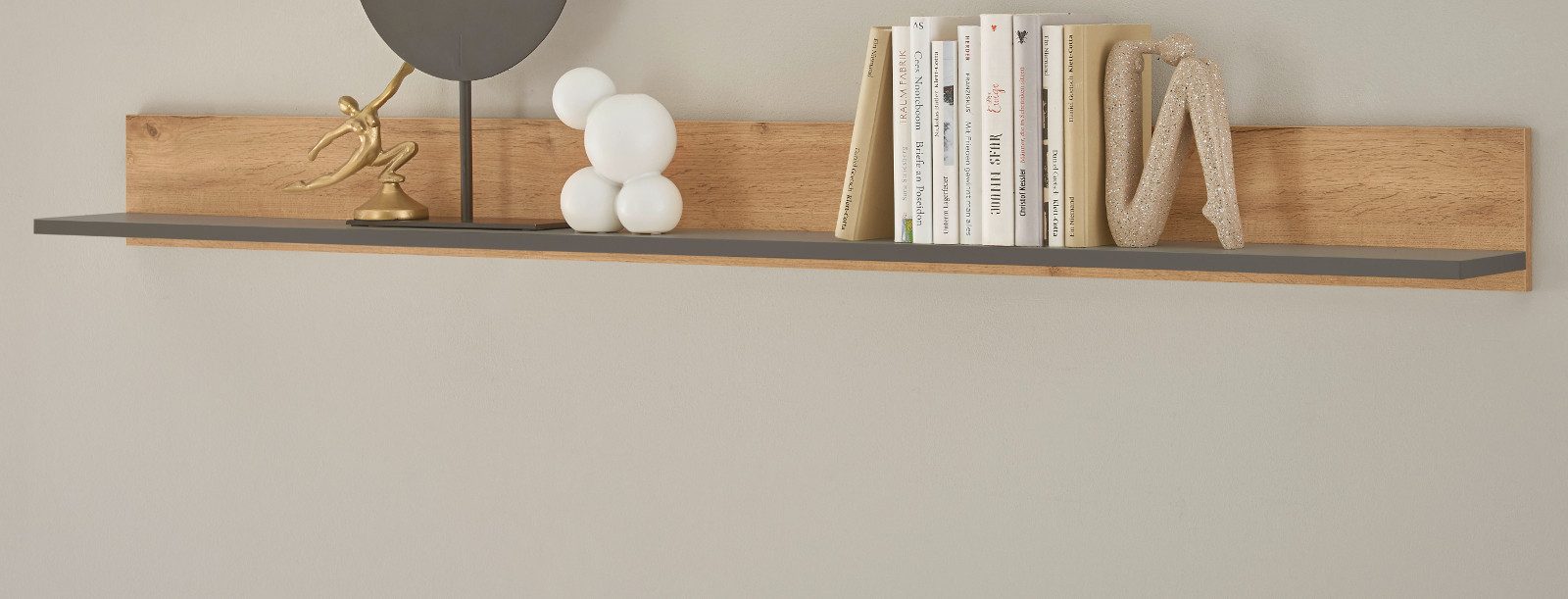 Furn.Design Wandboard Center, Wandregal in Eiche Evoke und grau, mit Rückwandpaneel