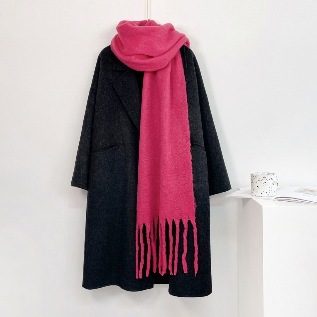 AUKUU Schal Halstuch Winterlicher vielseitiger Schal für Damen, Schal, mit, (Quasten) Rose Rot