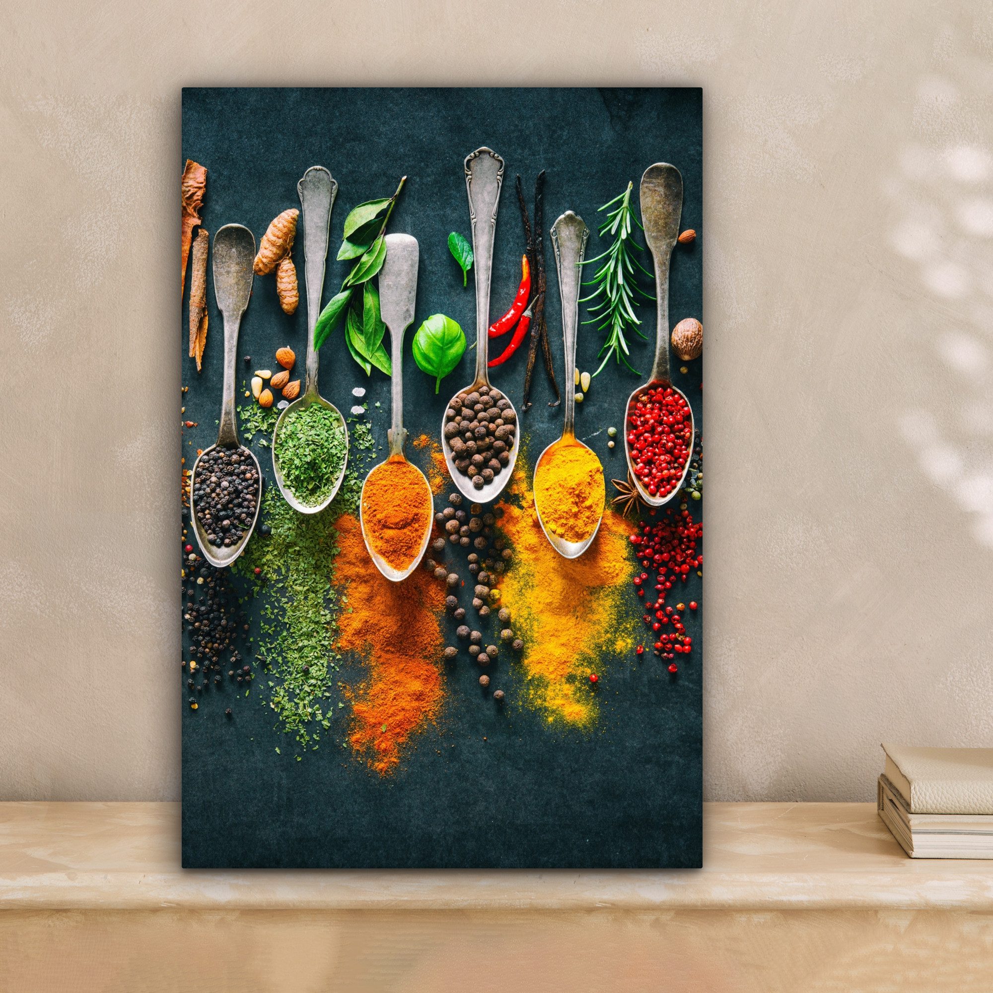 OneMillionCanvasses® Leinwandbild Löffel - Gewürze - Farbenfroh - Gewürze, günstig online kaufen
