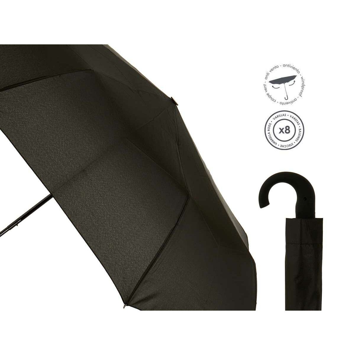 100 cm 16 100 x Regenschirm Taschenregenschirm Bigbuy x Schwarz Stoff Metall Stück 62