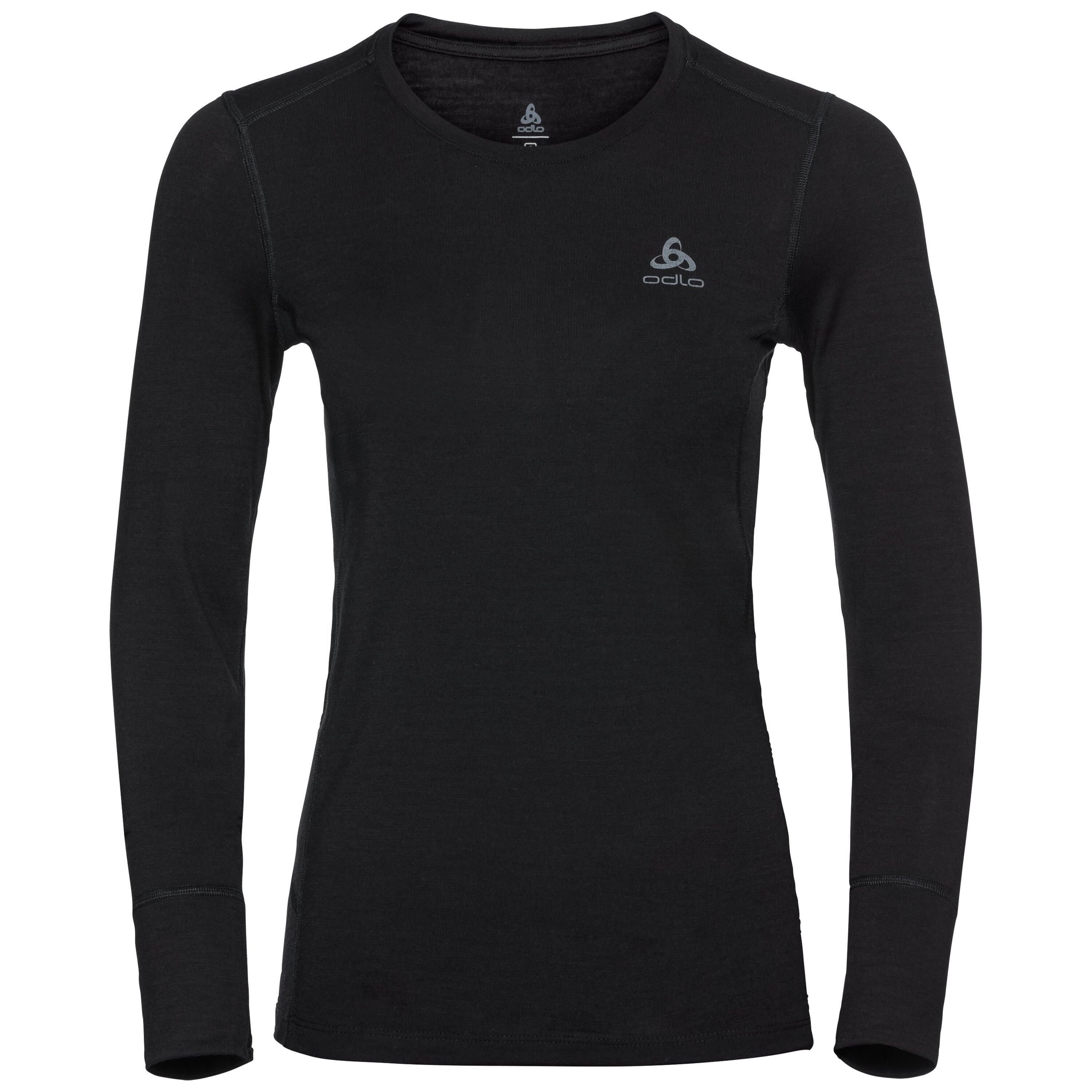 Odlo black Natural Damen Sportunterwäsche Langarm-Shirt Warm Funktionsunterhemd 100% Merino