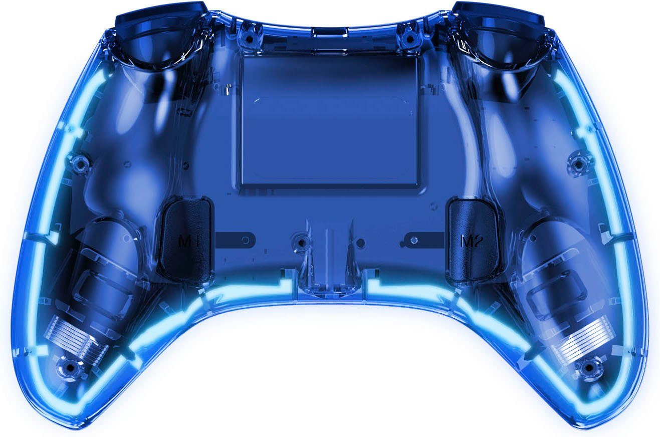 Ready2gaming PS4 Pro Pad X Led Edition transparent mit blauer LED Beleuchtung Controller