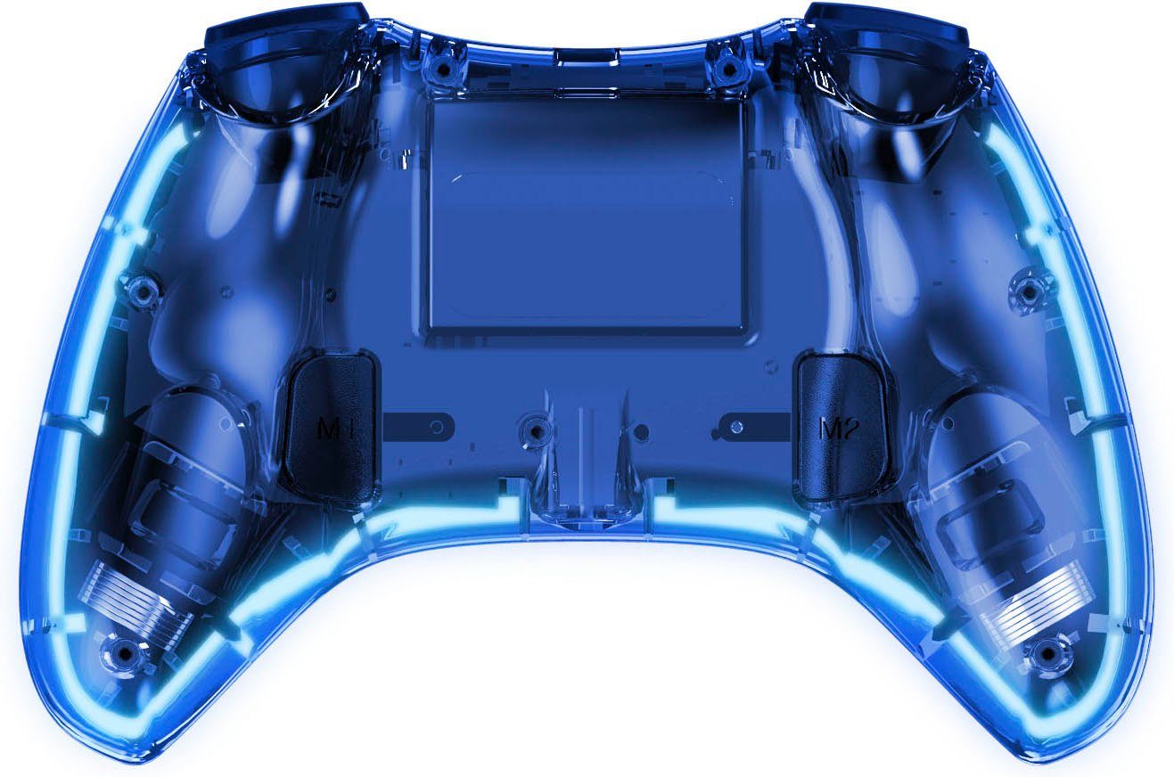 Ready2gaming PS4 Pro Pad mit Led Controller Beleuchtung X Edition blauer LED transparent