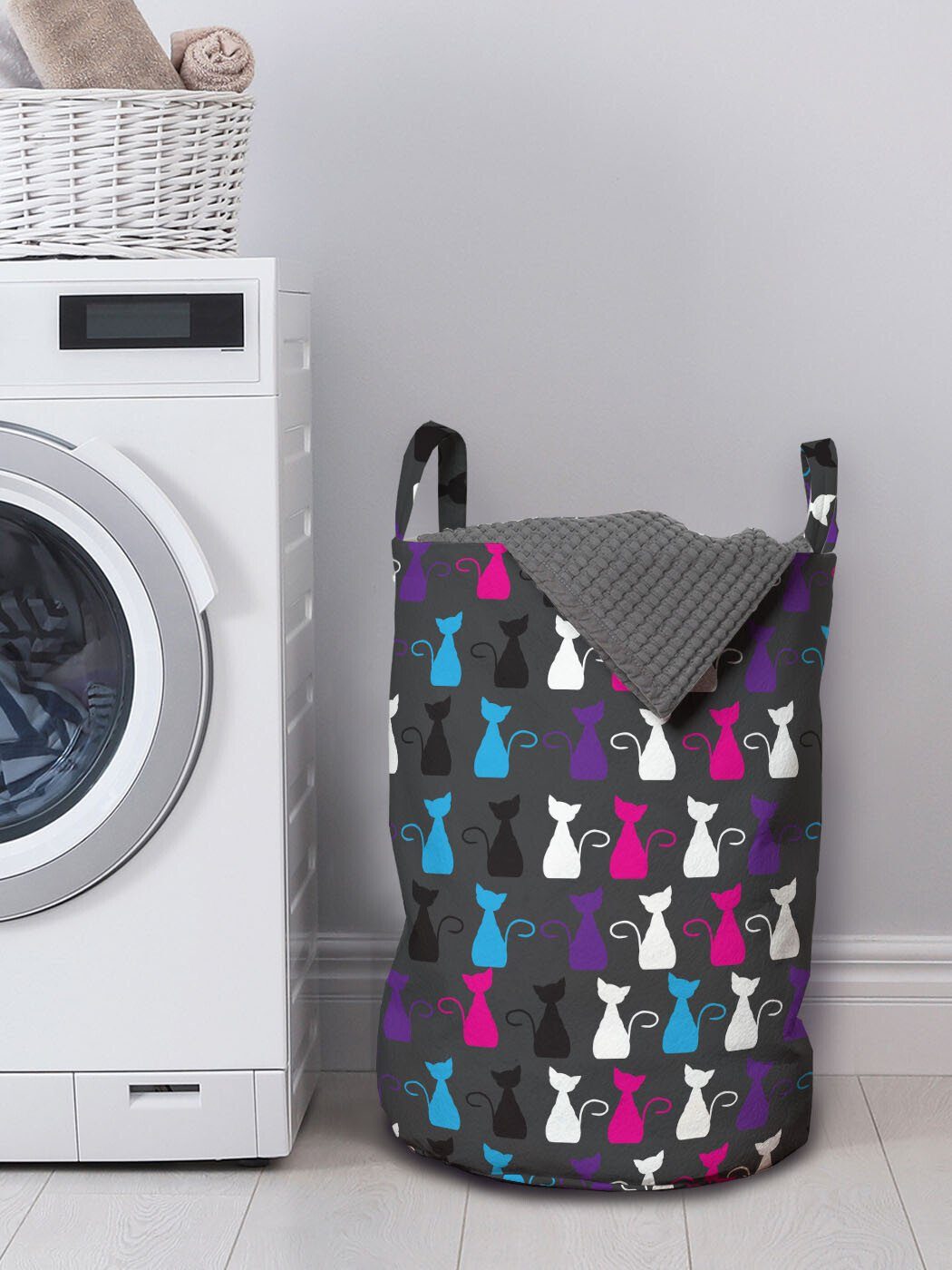 Fun Kunst Griffen Wäschesäckchen Abstrakt für Katzen Abakuhaus Waschsalons, Kordelzugverschluss Tiere Wäschekorb mit