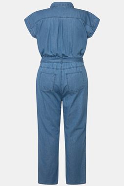 Ulla Popken Regular-fit-Jeans Jeans-Jumpsuit Hemdkragen elastische Taille