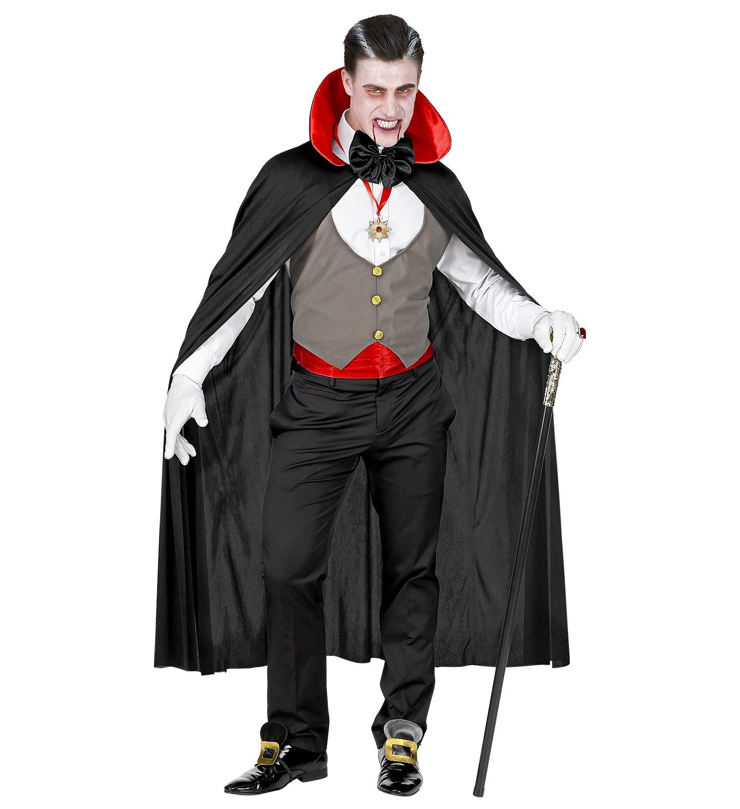 Widmann S.r.l. Vampir-Kostüm Vampir Kostüm 'Dracula' für Herren, Schwarz Rot