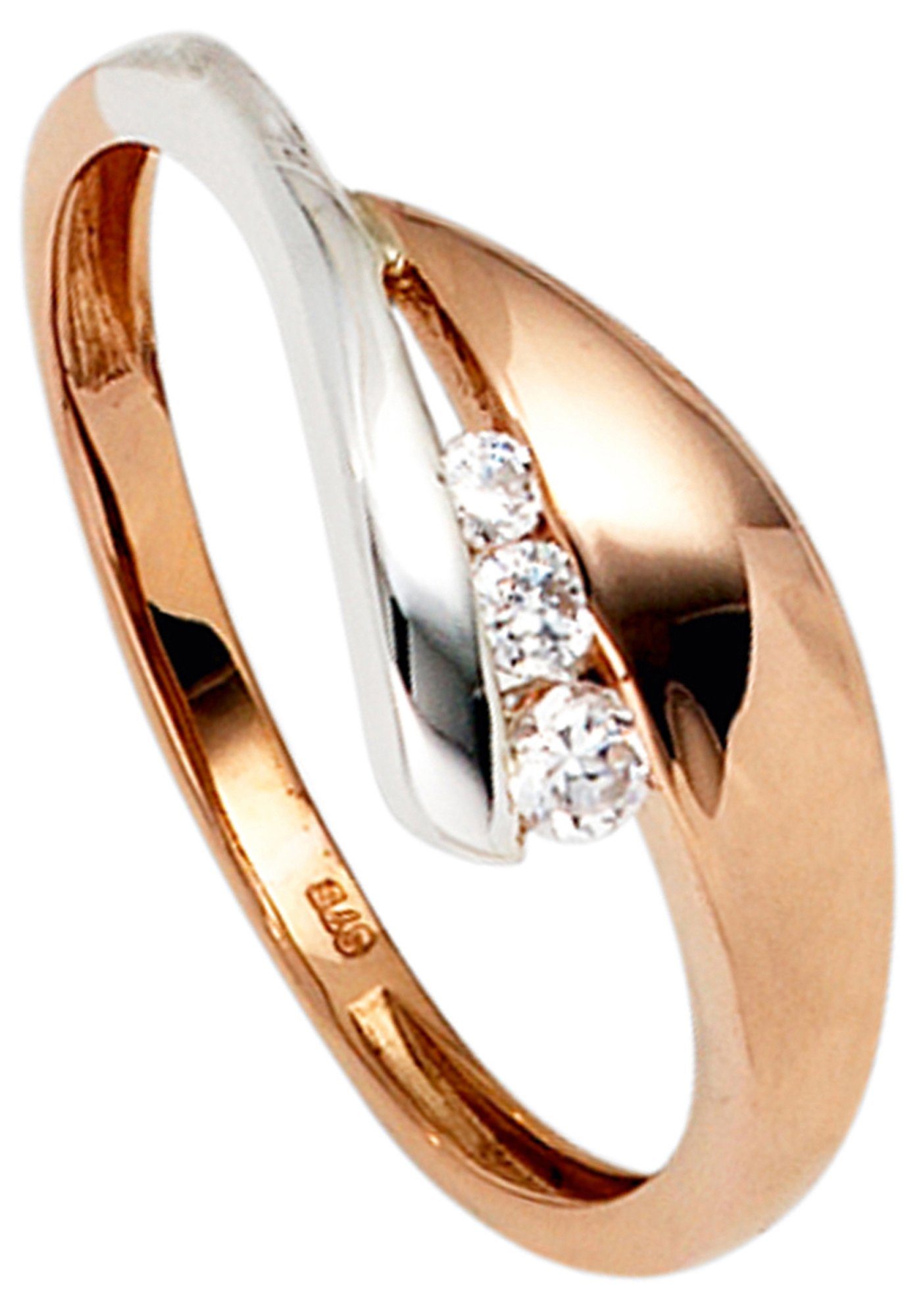 JOBO Goldring, 375 Gold bicolor mit Zirkonia günstig online kaufen