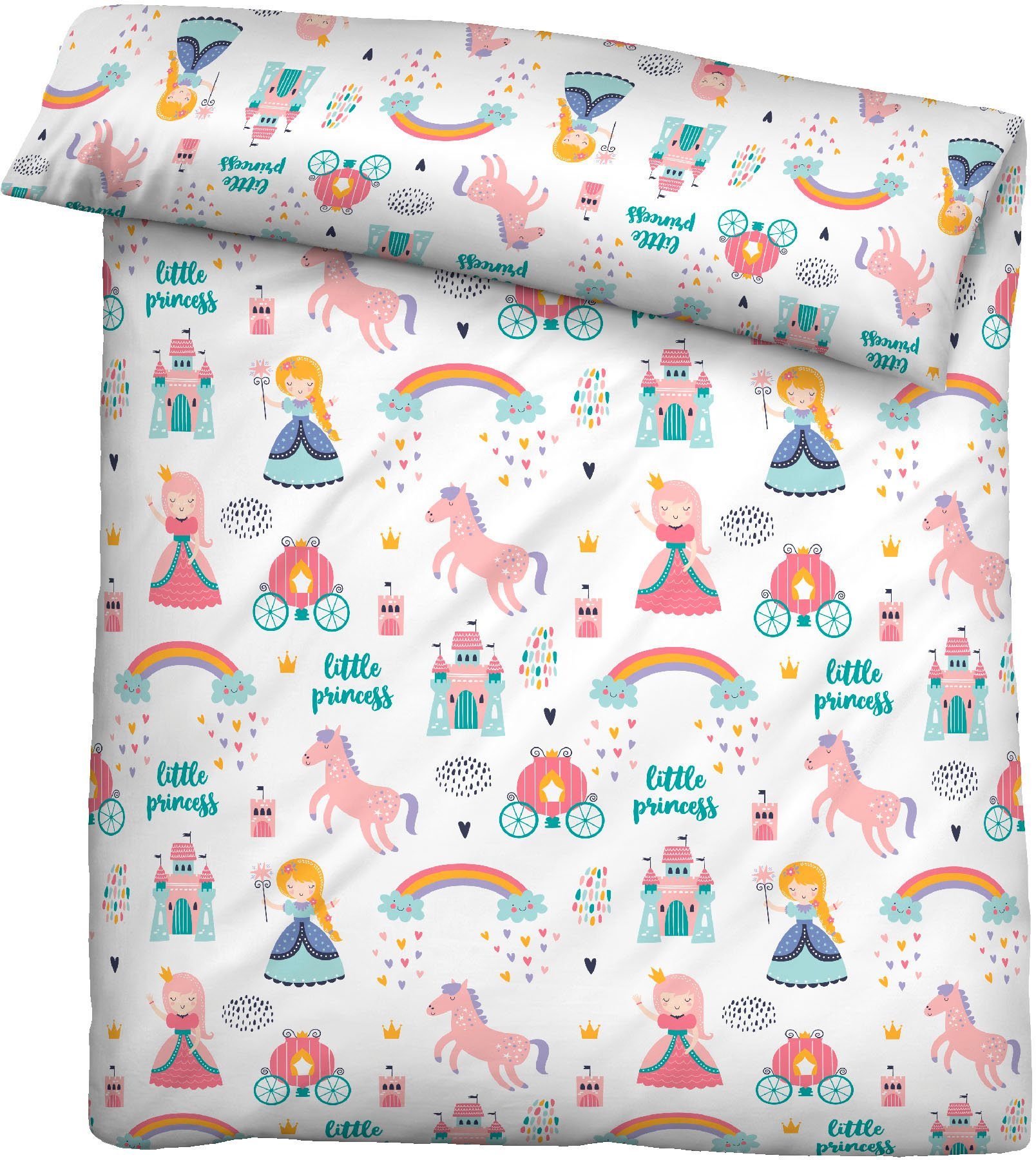Biberna Bettwäsche kleine Prinzessin, Feinbiber, 2 teilig, wohlig warm + weich, pflegeleicht, aus 100% Baumwolle, Reißverschluss – Bild 4 von 5