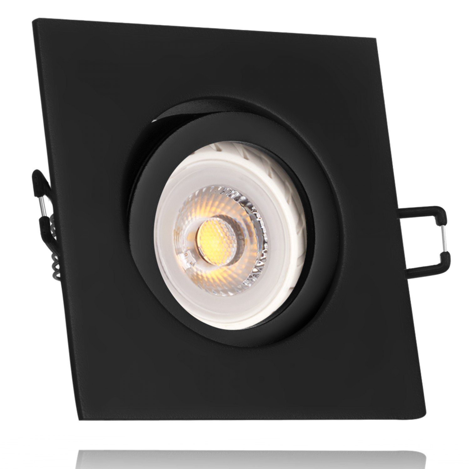 LEDANDO LED Einbaustrahler LED Einbaustrahler Set schwarz matt mit COB LED GU10 Markenstrahler vo