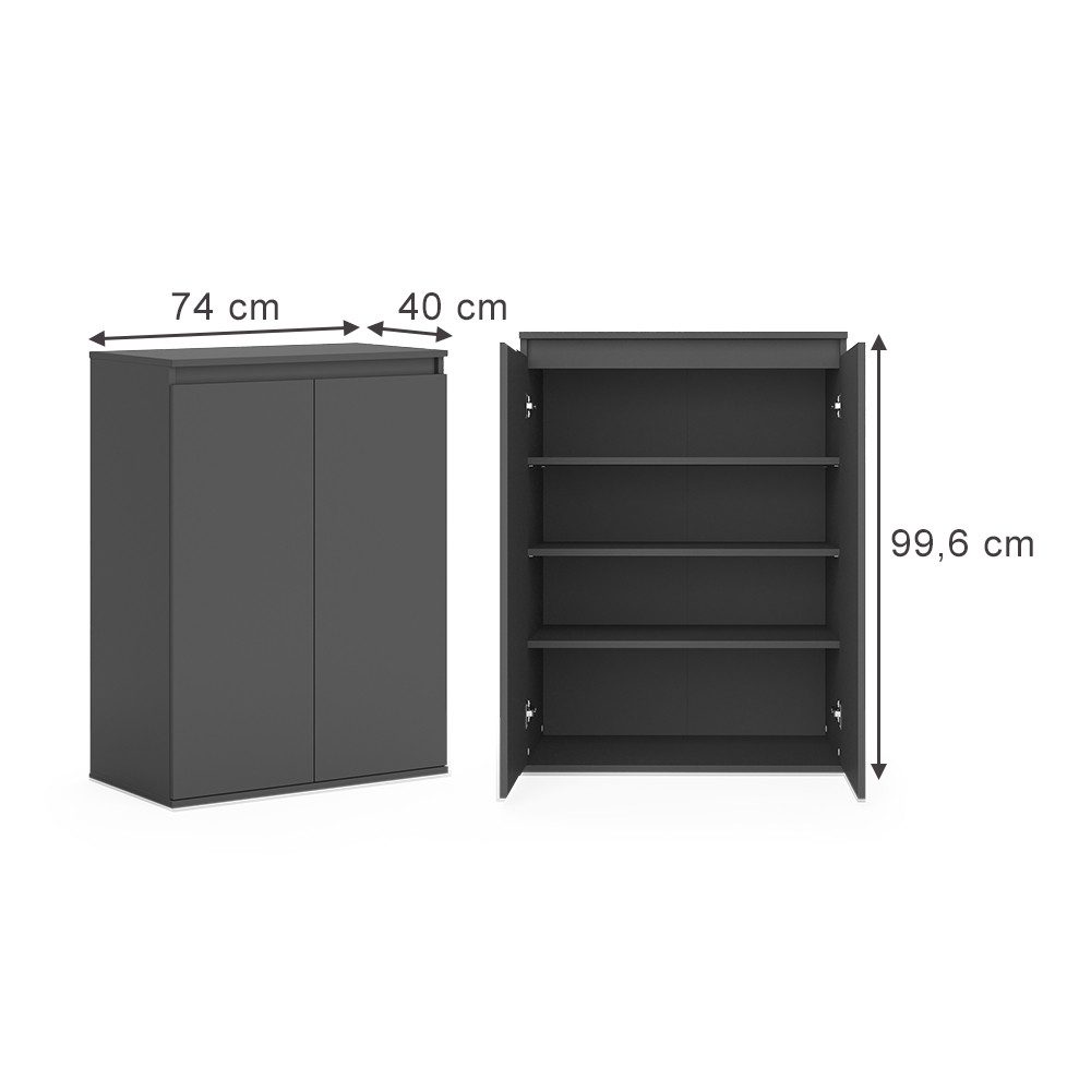 Vicco Highboard Claus, Anthrazit, 74 x günstig online kaufen