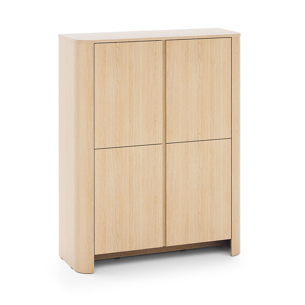 Feldmann-Wohnen Kommode Bari (2-türig, 8 Einlegeböden, 1 St., moderne Optik, abgerundeter Korpus, grifflos, Push-to-Open), 103x39x132cm Eiche Vicenza