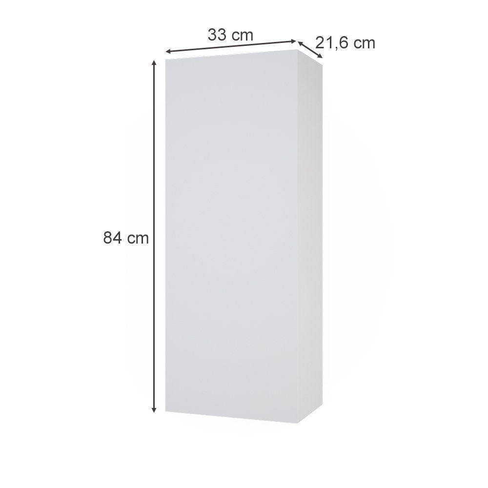 Vicco Hängeschrank Gloria, Weiß/Weiß, 33 x 84 cm mit 2 Regalböden (1-St)