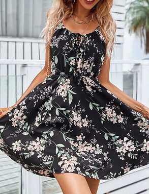 FIDDY Blusenkleid Damen Sommerkleid Schulterfrei Kleid Sommer Blumenkleid