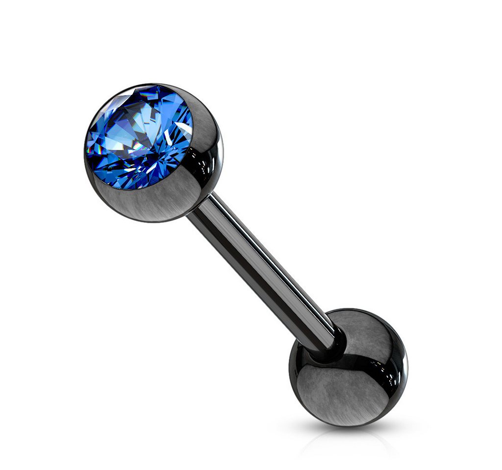 viva-adorno Piercing-Set Zungenpiercing Barbell Piercing Stab mit Kristall Kugel, Ohrpiercing Stecker Hantel Chirurgenstahl 316L beschichtet