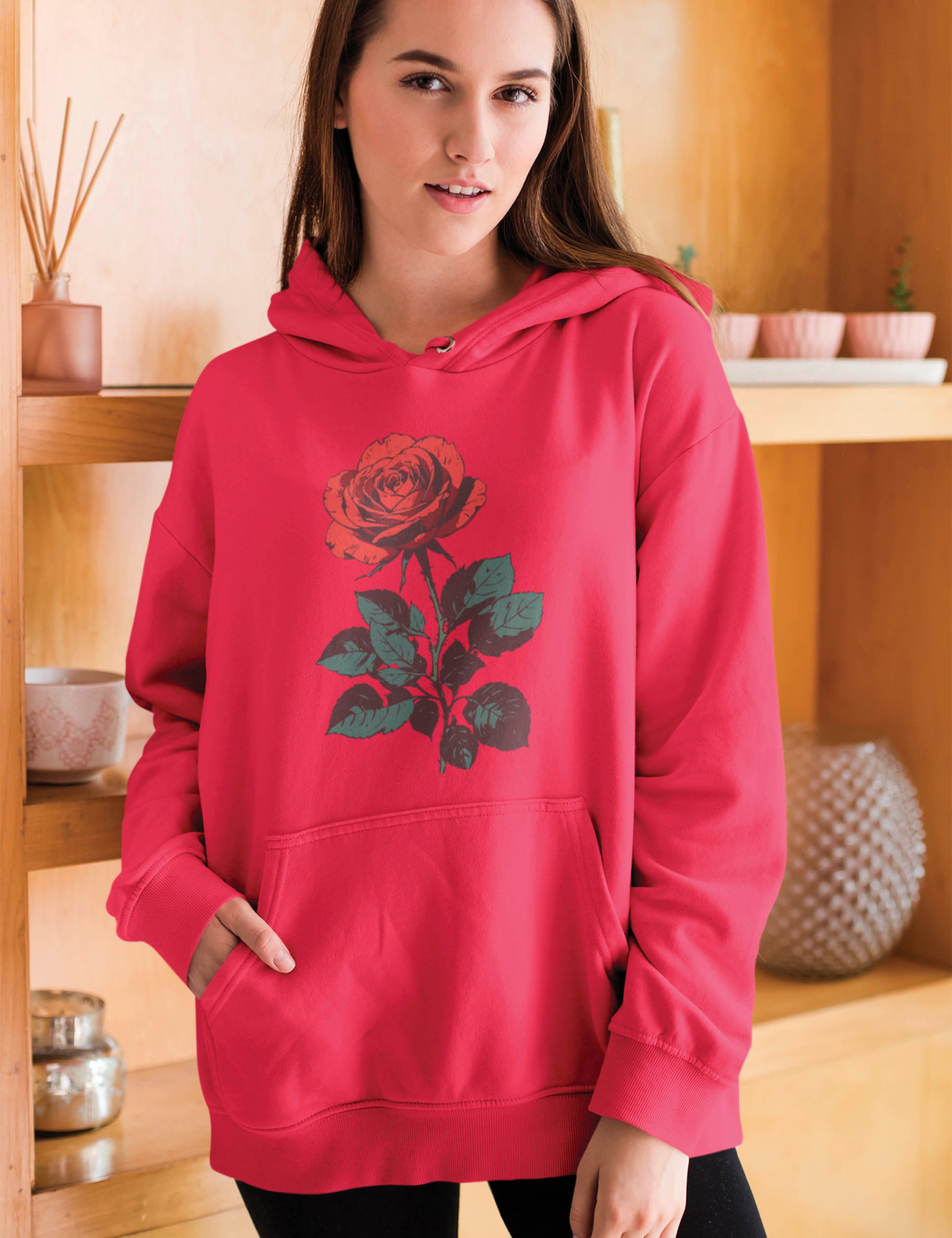 Youth Designz Kapuzenpullover Damen Hoodie Pullover " Rote Rosen" schöne rote Rosen mit trendigem Frontprint
