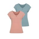 LASCANA Kurzarmshirt (2er-Pack) aus elastischem Waffelpiqué, sommerlich leicht und bügelfrei