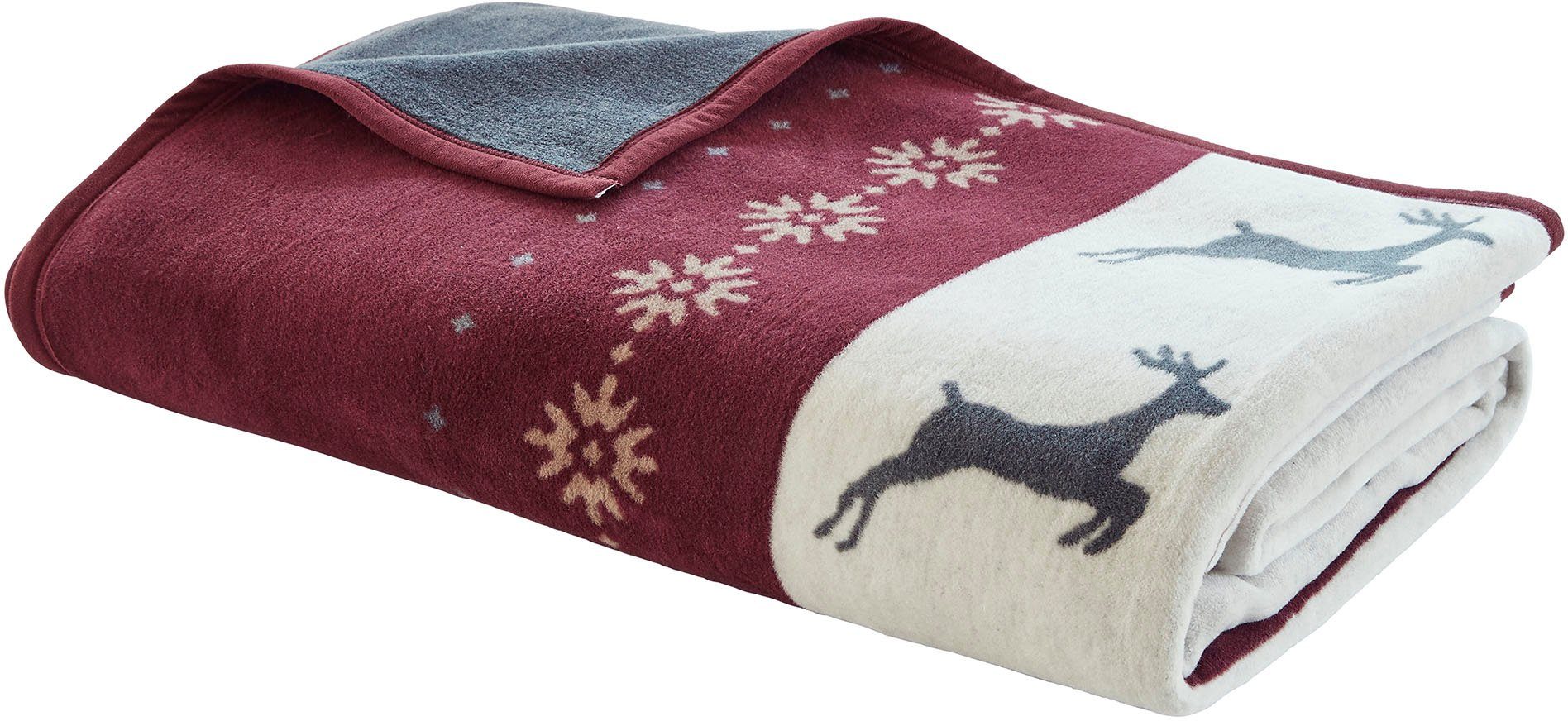 IBENA Bettüberwurf Jacquard Bettüberwurf Lugano, im winterlichen Design