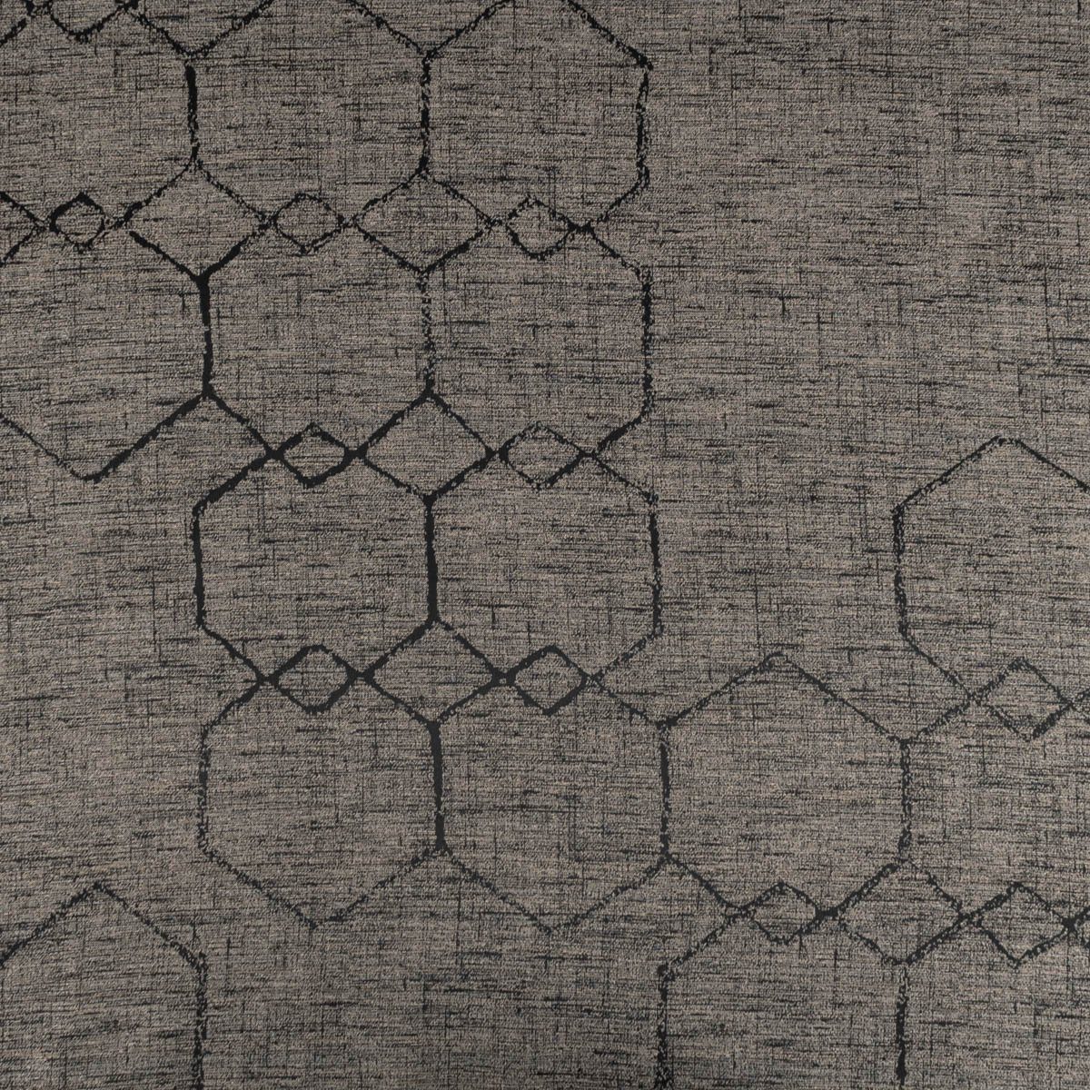SCHÖNER LEBEN. Stoff Vorhangstoff Dekostoff Jacquard Hexagon schwarz-grau 154cm Breite, made in Germany