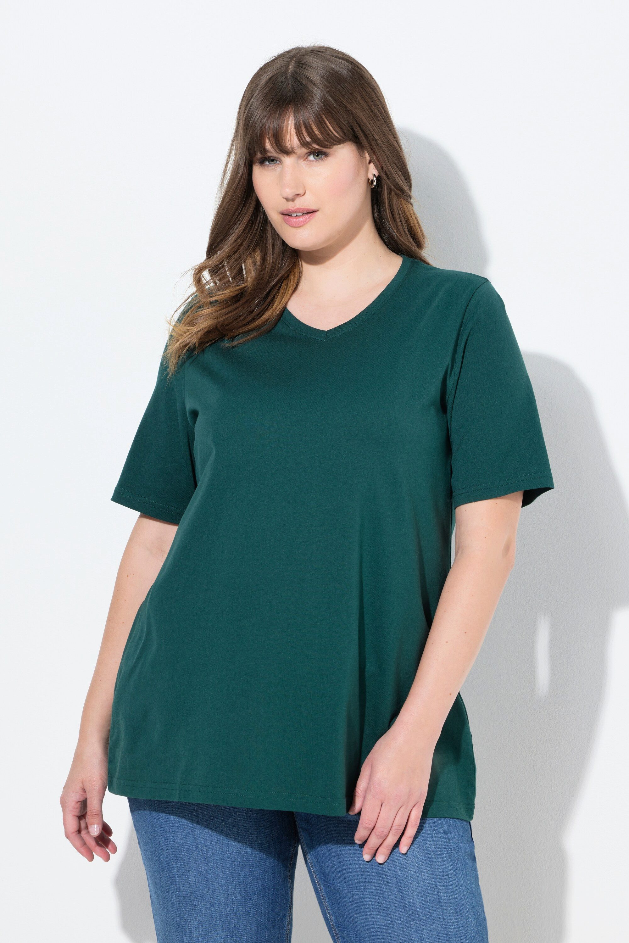 Ulla Popken T-Shirt T-Shirts 2er-Pack V-Ausschnitt Halbarm (2-tlg) günstig online kaufen