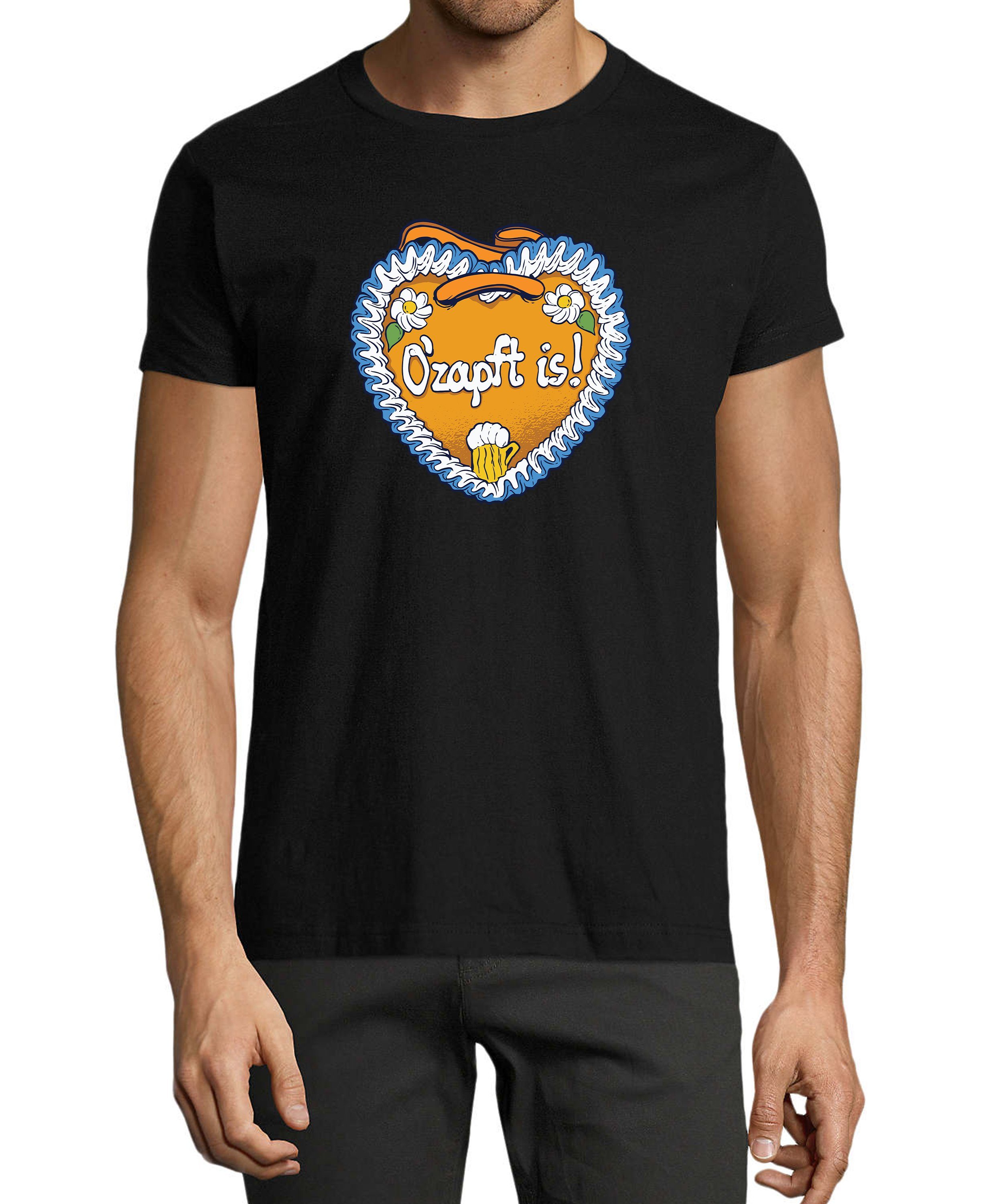 O'Zapft MyDesign24 Regular is Trinkshirt Print Aufdruck Shirt Baumwollshirt i313 Fun T-Shirt Fit, Herren mit - schwarz