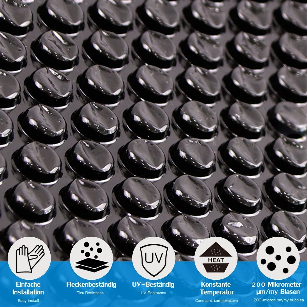 Feel2Home Pool-Abdeckplane Solarfolie Schwarz Bodenplane Solarheizung Poolheizung versch. Größen (Stück, 1-St., Pool-Abdeckplane), Verhindert Heizkosten