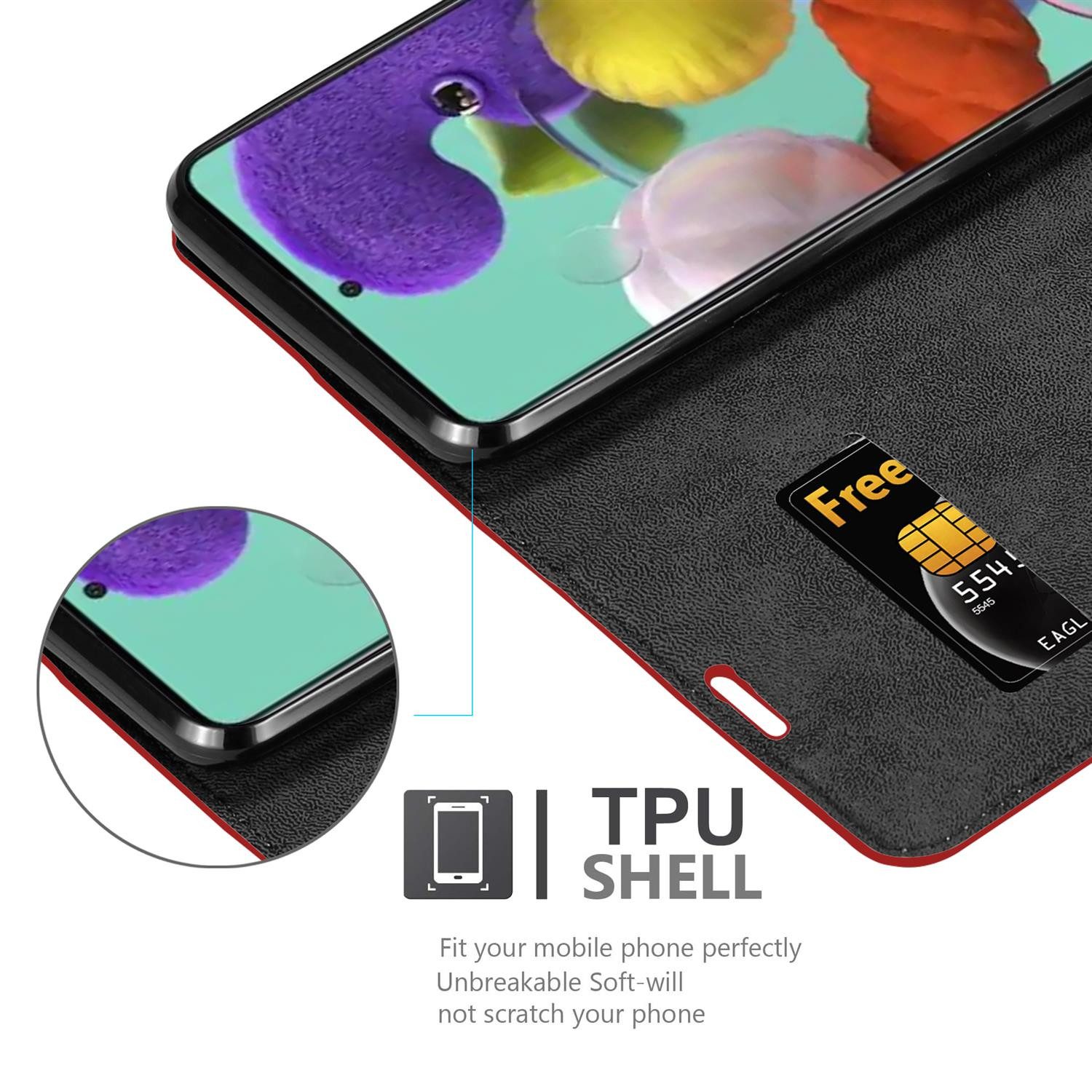 Cadorabo Handyhülle für Samsung Galaxy A52 (4G / 5G) / A52s Hülle Samsung Galaxy A52 (4G / 5G) / A52s, Hülle Schutzhülle mit Standfunktion, Magnetverschluss und Kartenfach