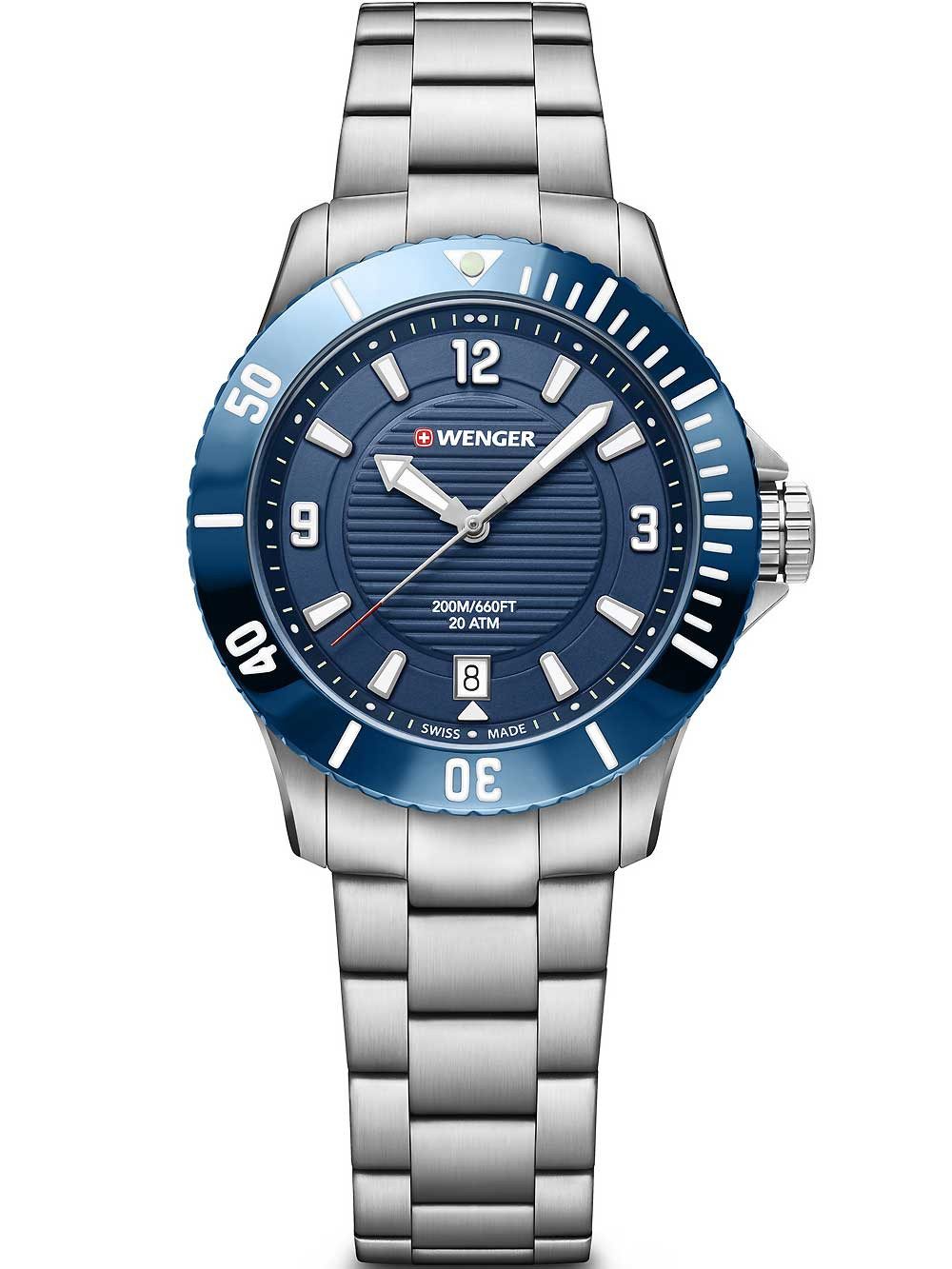 Wenger Quarzuhr Wenger 01.0621.111 Seaforce Damenuhr Taucheruhr 36mm 20 ATM Wenger 01.0621.111 Seaforce Damenuhr Taucheruhr 36mm 20 ATM