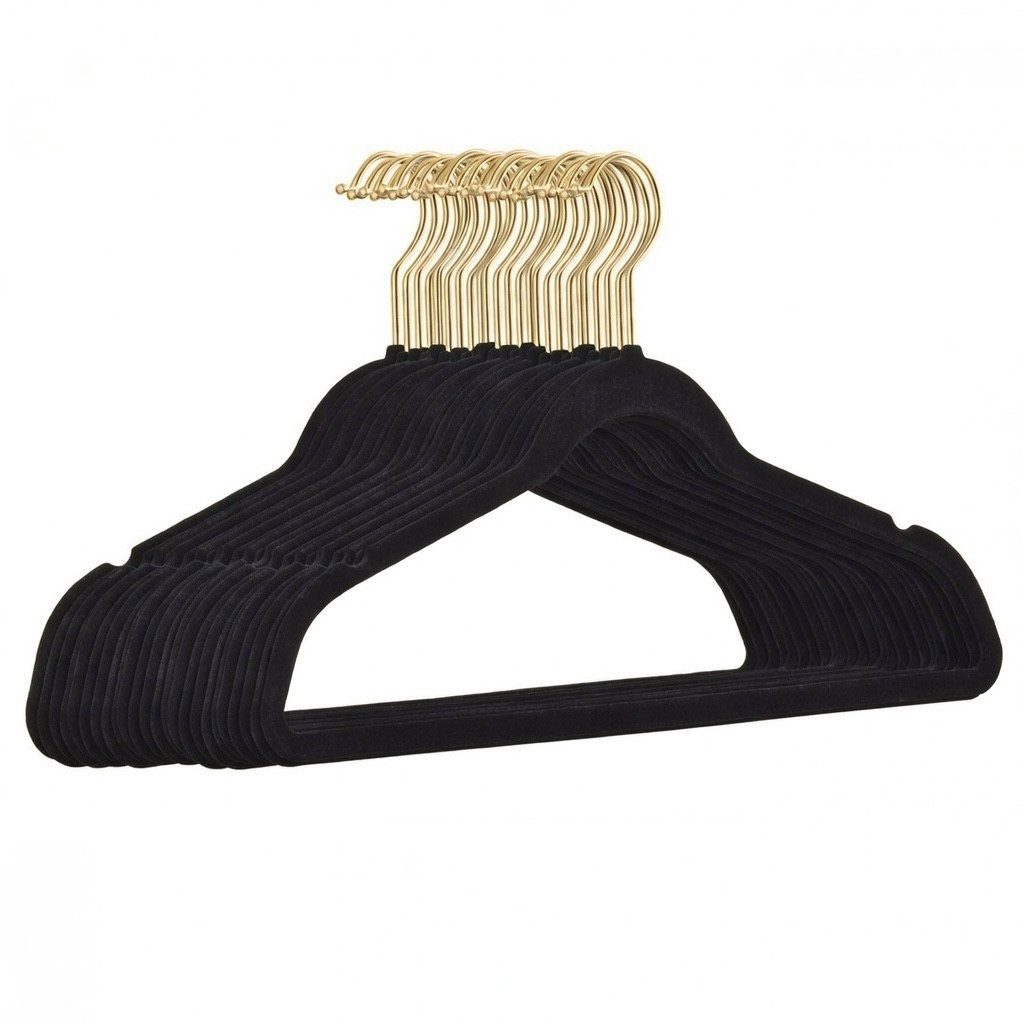 StickandShine Kleiderbügel Samt 25 Stück in verschiedenen Farben mit edlen Goldhaken im Set, (Spar-Set), Designbügel