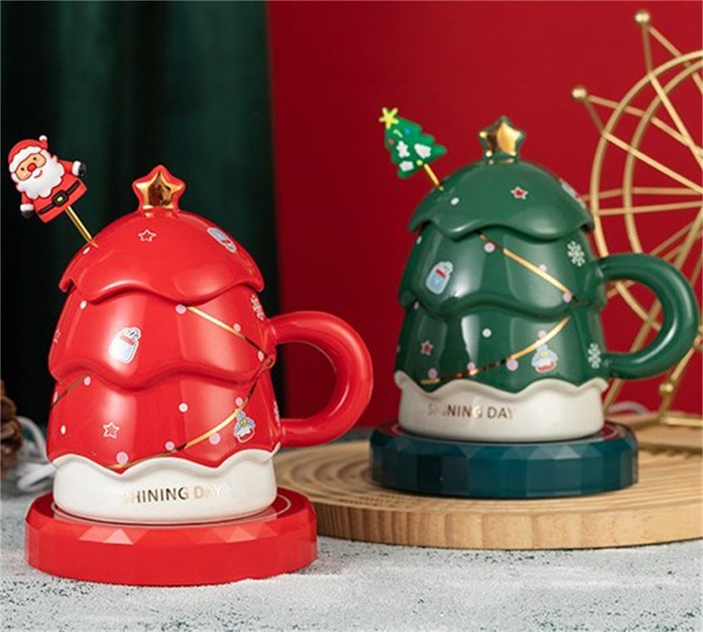 Dekorative Becher Weihnachtsbecher, Becher, Kaffeebecher, mit Löffel rot Weihnachtsgeschenke, Weihnachtsbecher
