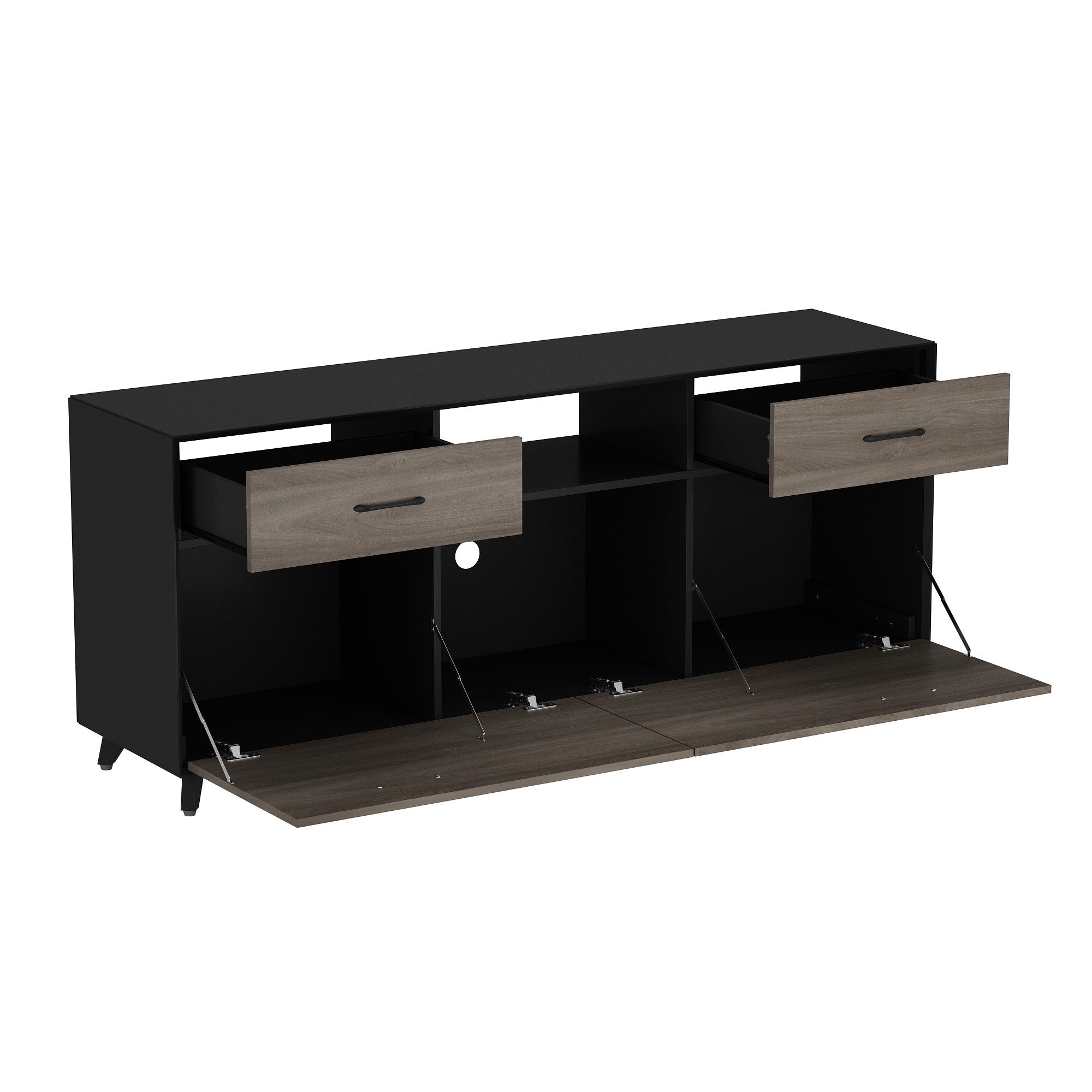 FUFU&GAGA Lowboard 160*40*68cm, Walnuss + Schwarz, MDF günstig online kaufen