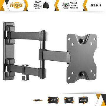 RICOO S3911 TV-Wandhalterung, (bis 27 Zoll, schwenkbar neigbar ausziehbar Monitor Halter universal VESA 100x100)