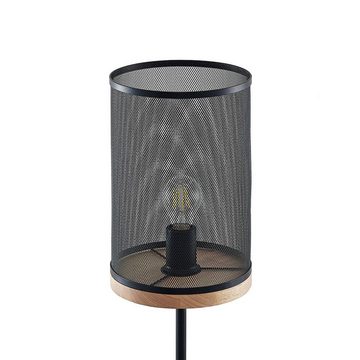 Lindby Stehlampe Kiriya, Leuchtmittel nicht inklusive, Modern, Stahl, Gummiholz, holz hell, Schwarz, 1 flammig, E27