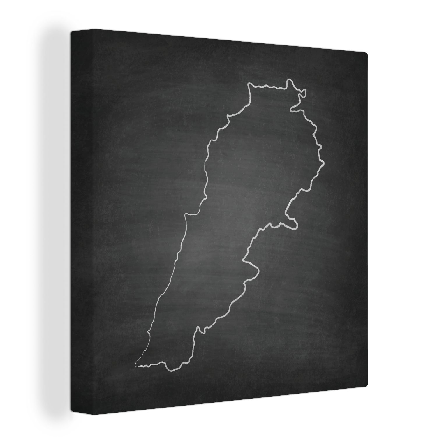 OneMillionCanvasses® Leinwandbild Illustration der Karte des Libanon auf einer Kreidetafel, (1 St), Leinwand Bilder für Wohnzimmer Schlafzimmer