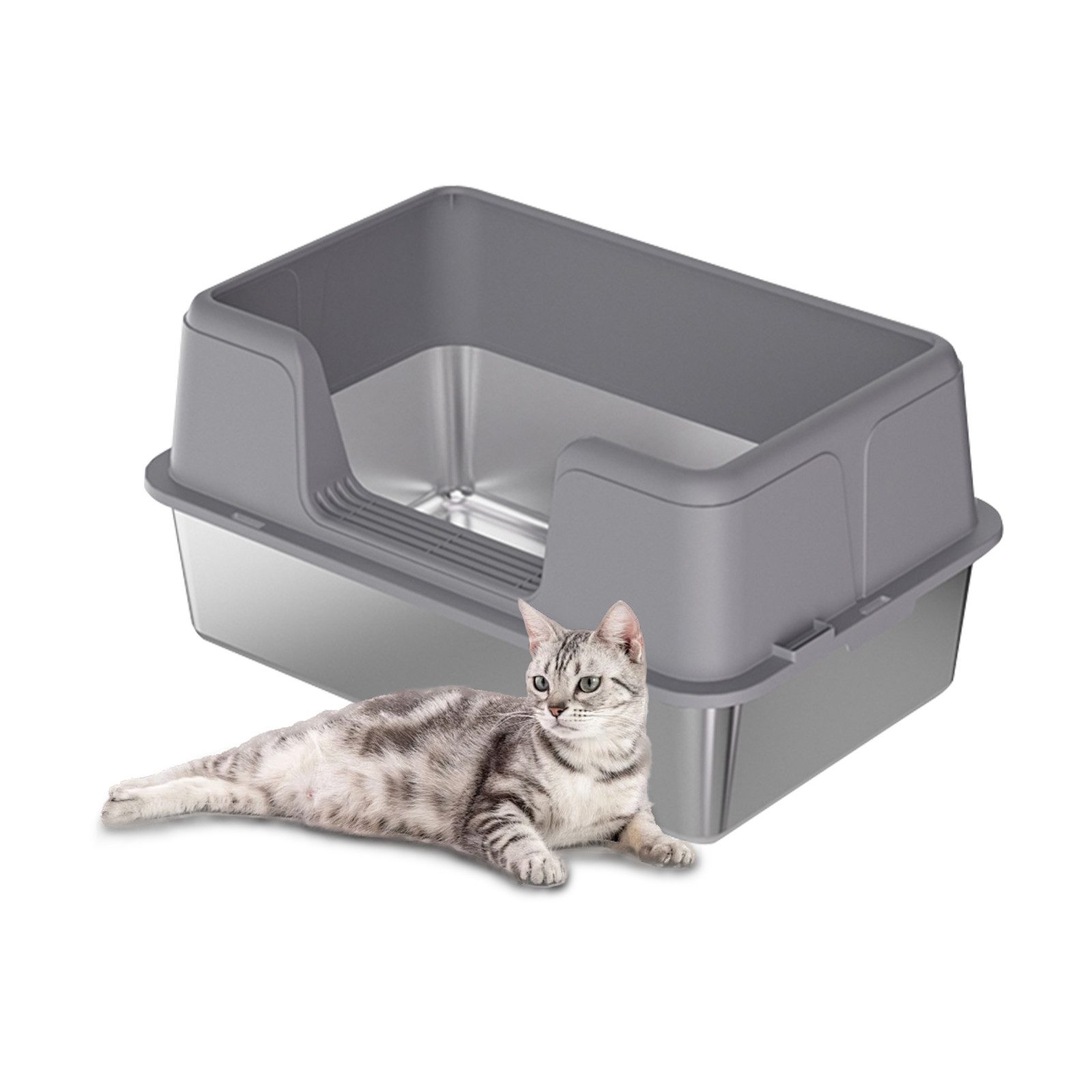 GarveeMore Katzentoilette Katzentoilette aus Edelstahl für Katzen